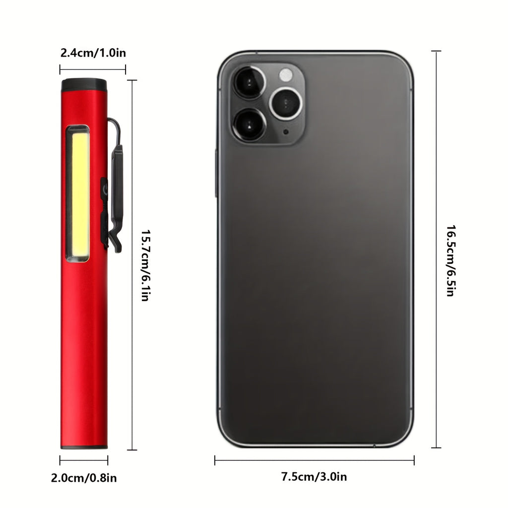 1PC Rechargeable Flashlight, Pen Style Torch with Magnetic Clip, Compact Mini Flashlight