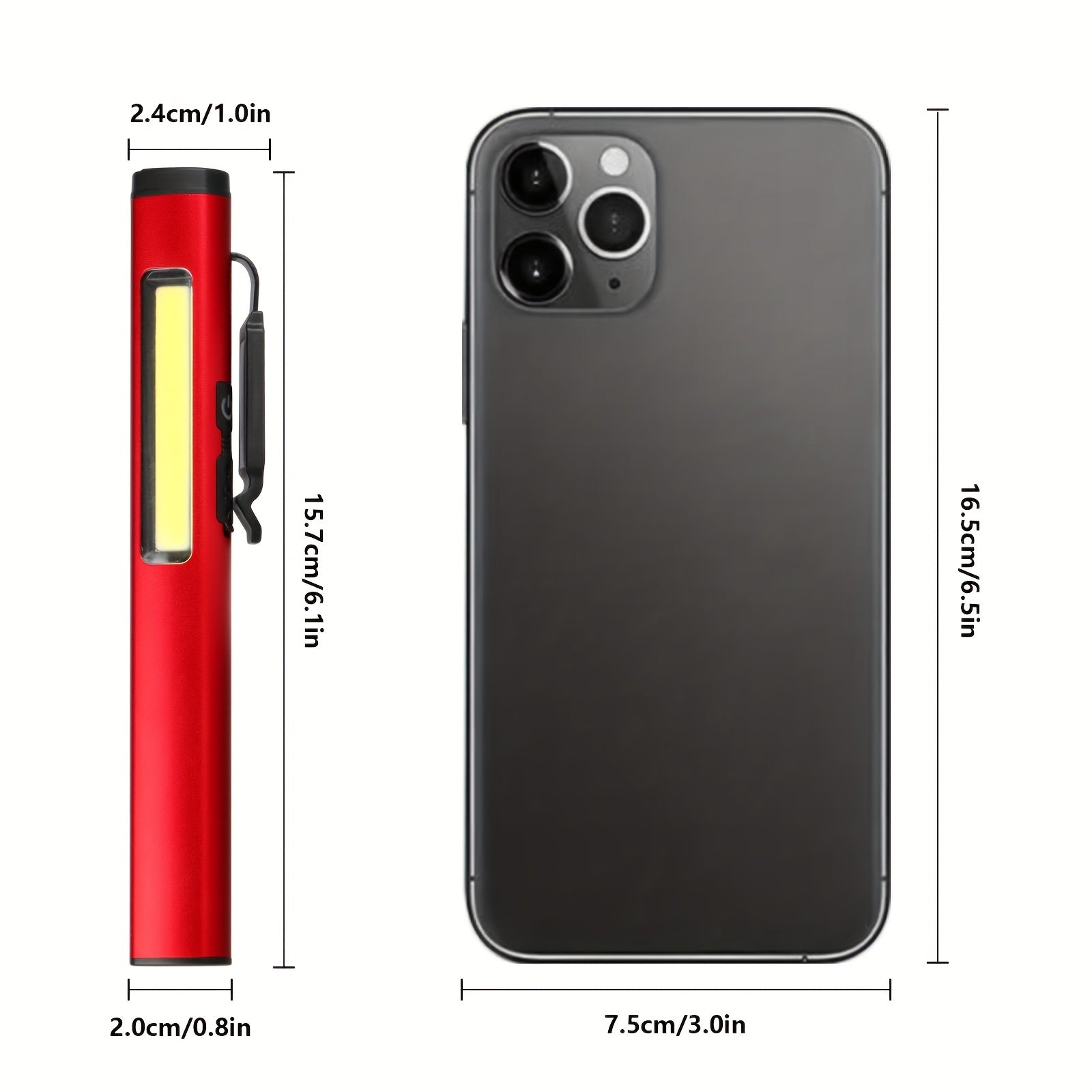 1PC Rechargeable Flashlight, Pen Style Torch with Magnetic Clip, Compact Mini Flashlight