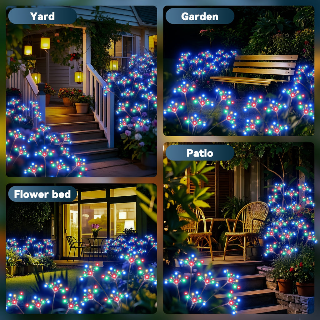 4-Pack Solar Garden Light Outdoor LED, Flickering Solar Fireworks Light, 2 Modes, Solar-Powered Decorative Swaying Light, Suitable for Courtyard, Walkway, Patio, Flower Bed, Camping, Party, Christmas Gift Decoration