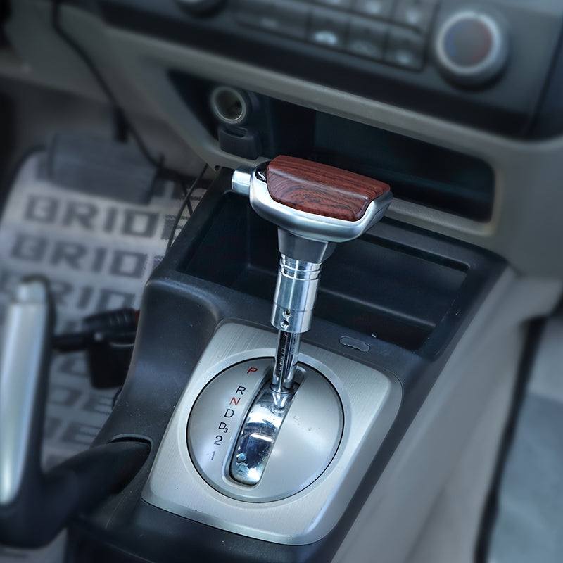 This Gear Shift Knob Features an Alloy Cover and Lever-Style Design, Paired with a PU Leather Shift Boot, Suitable for Most Automatic and Manual Transmission Vehicles