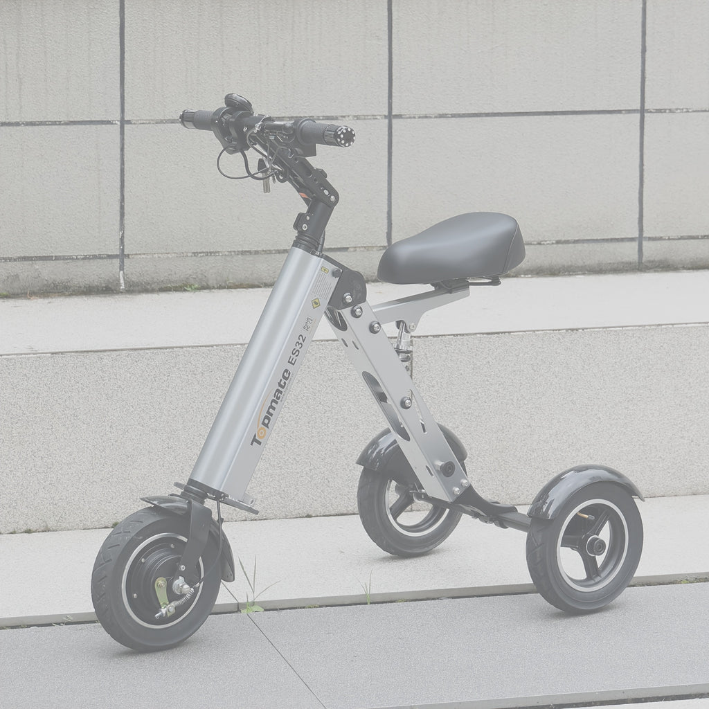 TopMate ES32 电动滑板车，带成人座椅的 3 轮可折叠电动滑板车，带可拆卸 36V 7.5AH 电池的轻型电动滑板车，倒车功能和三速按钮开关，适合通勤和旅行