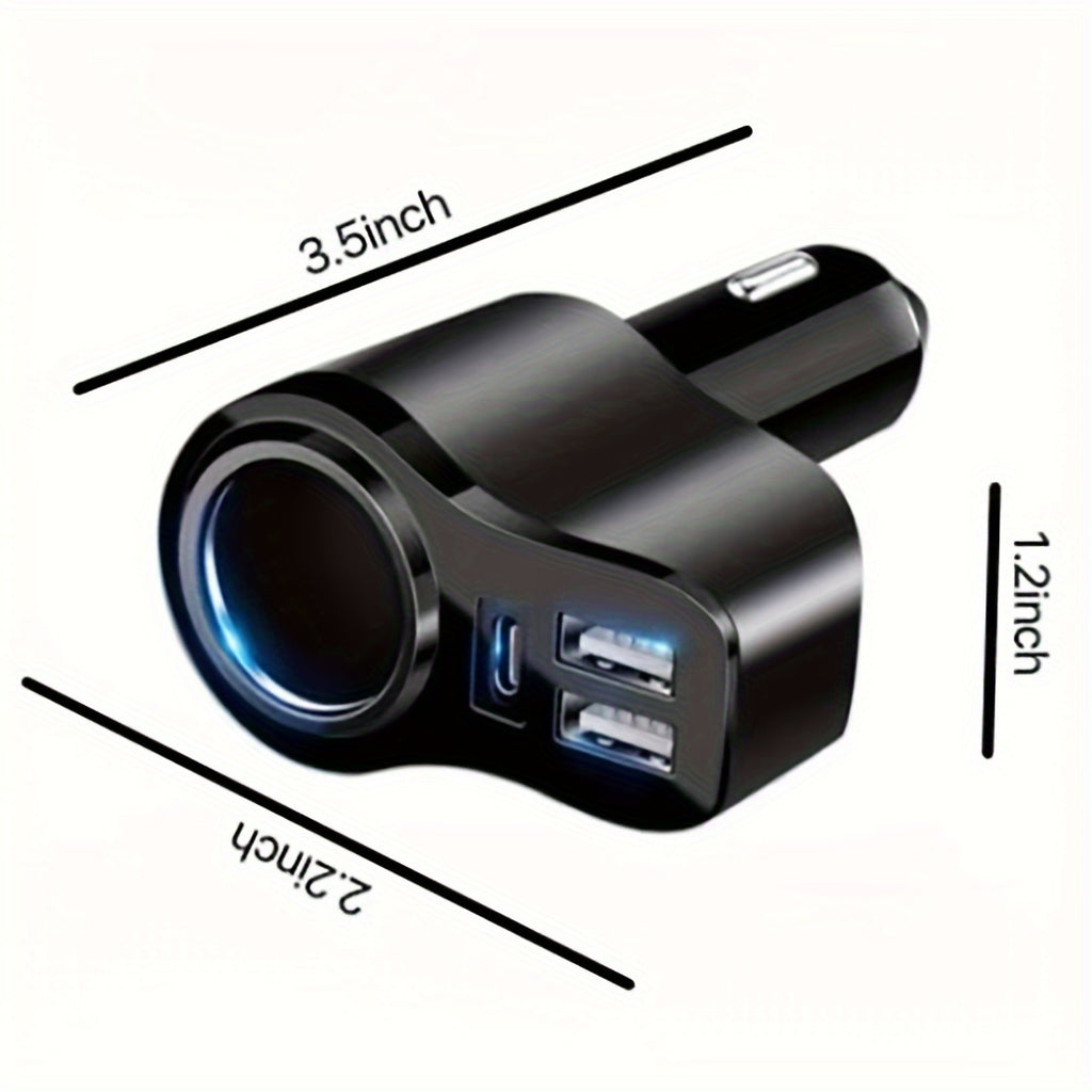 4-in-1 USB-C Car Charger, 47 Watts, Multi-Function Socket Splitter with 3 USB Ports, 12V/24V Dual USB Type-C PD Fast Car Adapter, GPS