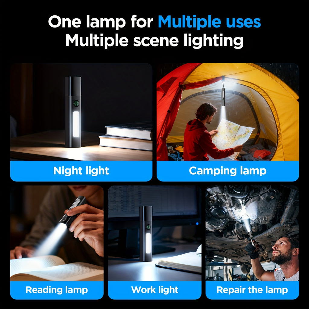 Philips Rechargeable High-Lumen Flashlight with COB Sidelight / Adjustable Beam Focus / Compact & Portable Design / Extended Battery Life / Ideal for Home Emergencies, Outdoor Camping & Adventures