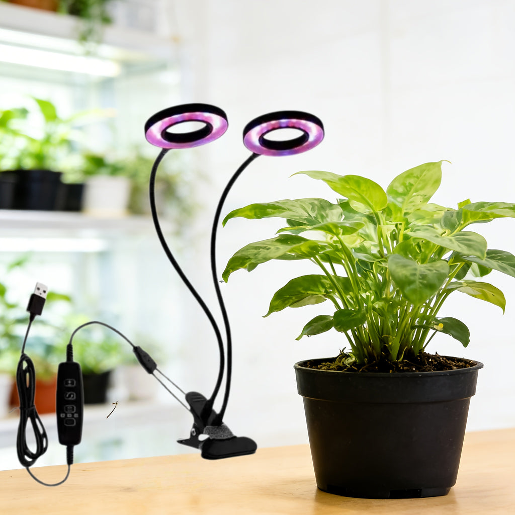 Full Spectrum Potted Plant Light, Red & Blue LED Grow Light, Clip-on Plant Strip with Dimmable & Timer Function, Ideal for Succulents & Garden Potted Plant Supplement Lighting