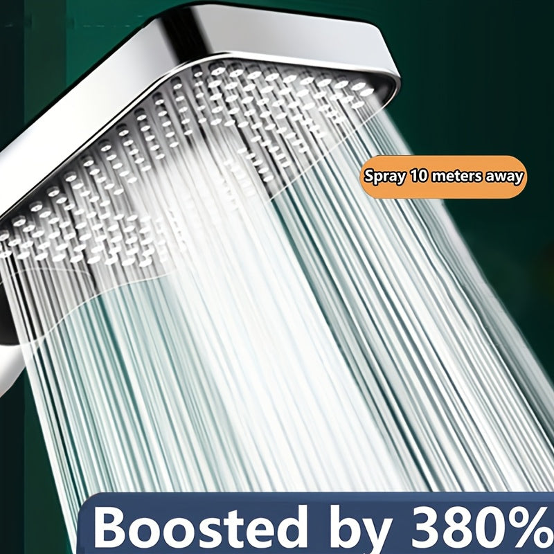 3-Function Shower Head Set - Extra Large Face with 59.06" Hose - High Pressure Rain, Massage & Mist Modes - Easy Install, Universal Fit, Designed for Shower Only
