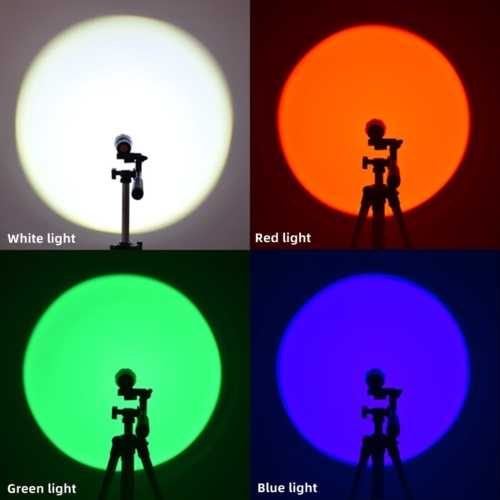 Alonefire X97 4-in-1 RGB LED Multi-Color Flashlight White/Blue/Green/Red Light Zoom Flashlight High Power Outdoor Hunting Photography Selfie Fill Light Portable Fishing Hiking Camping Light