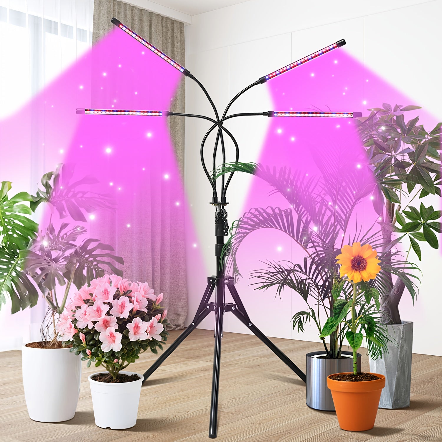 USB indoor plant grow light, 10 brightness levels, 3/9/12 hour timer, adjustable gooseneck, universal for vegetables, flowers, and green plants