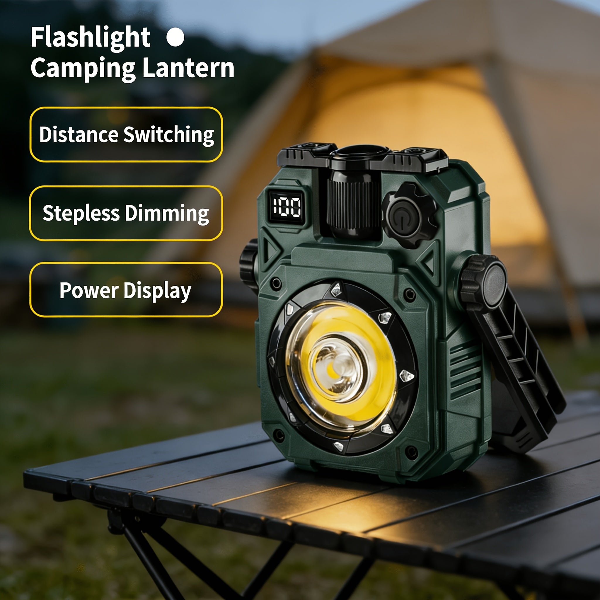 SMILING SHARK Upgraded Rechargeable LED Flashlight & Work Light 7-Color COB Magnetic Light Power Display Portable Bracket for Camping Emergency Barbecue Outdoor Hiking Activities