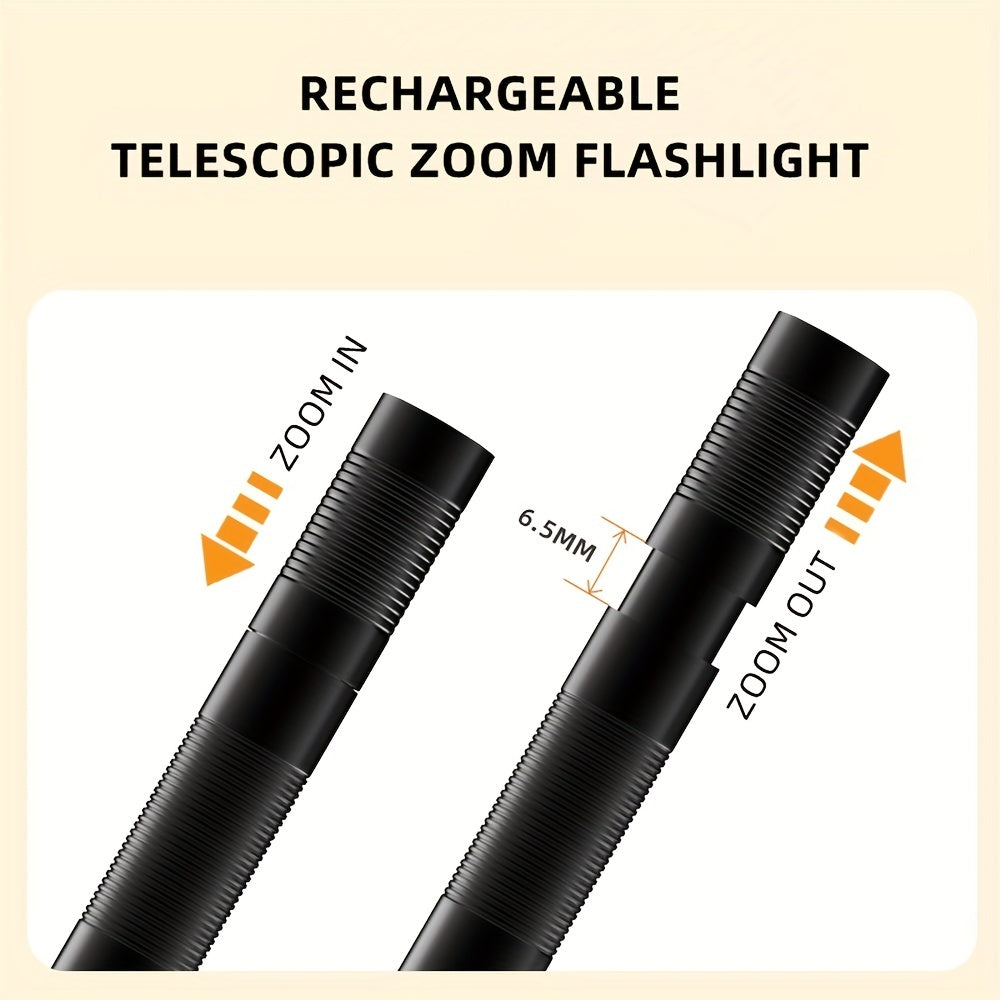 1 Alonefire P29 Mini USB Rechargeable LED Flashlight, Built-in Battery, USB Zoom Light, 3 Modes (High/Low/Strobe), Adjustable Beam & Pupil Detection, Portable Design for Camping, Hiking & Emergency – Pen-Style Flashlight