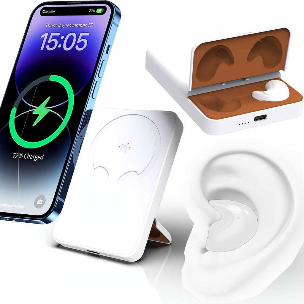 2-In-1 Magnetic Portable Charger And Earbuds: A 5000Mah Wireless Power Bank with Built-In True Wireless Stereo Earphones, Mag-Safe Battery Pack for Iphone 17, 16, 15/14/13/12, Compatible with Galaxy S6-S24 And Android Devices