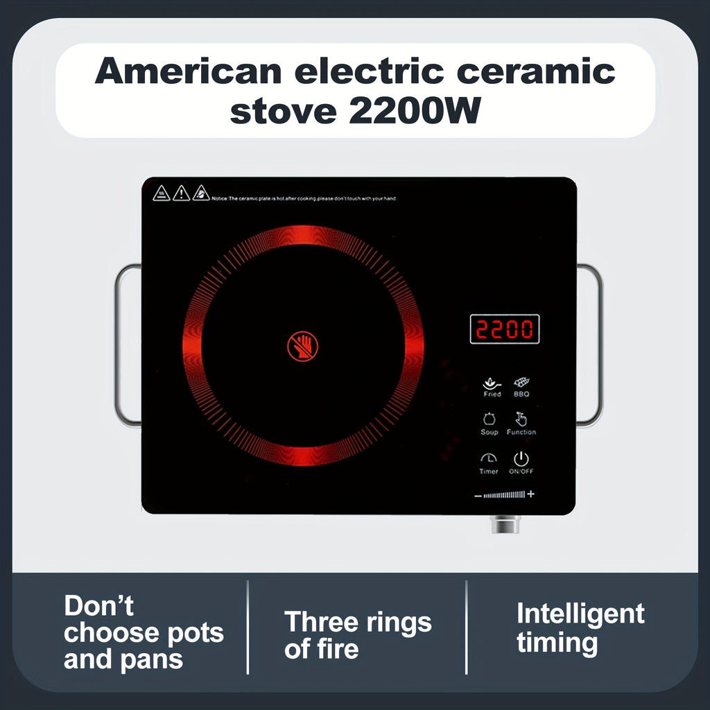 Electric Ceramic Cooktop, 2200W – 2200W Infrared Electric Stove, Home Cooking Stove, US 110V