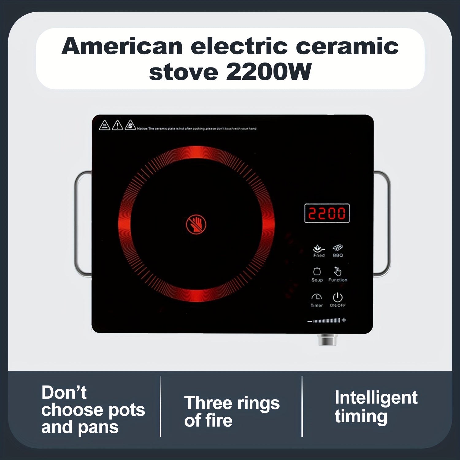 Electric Ceramic Cooktop, 2200W – 2200W Infrared Electric Stove, Home Cooking Stove, US 110V