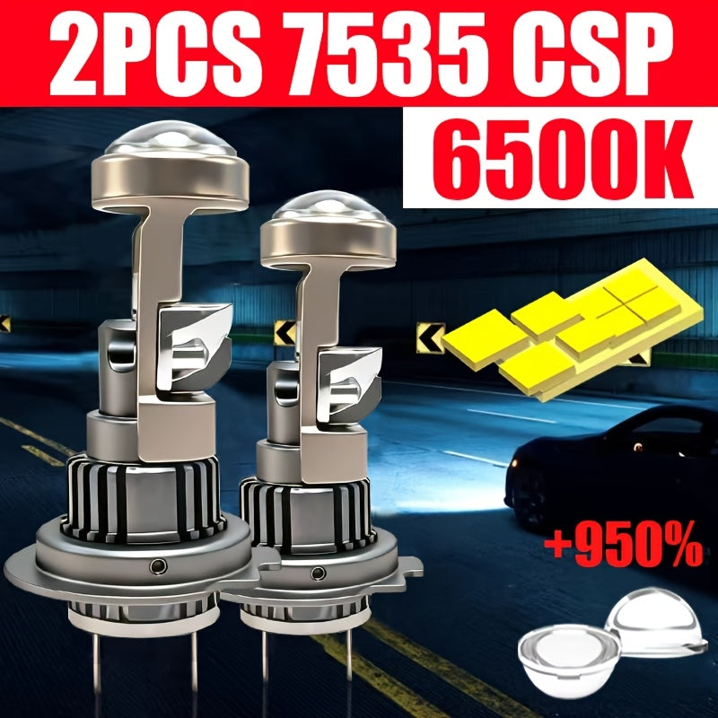 2-Pack H7-QK079 Model 9003 LED Headlight Bulbs, Compatible with 9005, 9006, H1, H11 Models, Emits 6500K White Light, 7535 CSP Chip, Brightness Up to 950%, Equipped with CANBUS Technology, Easy Installation, Suitable for High