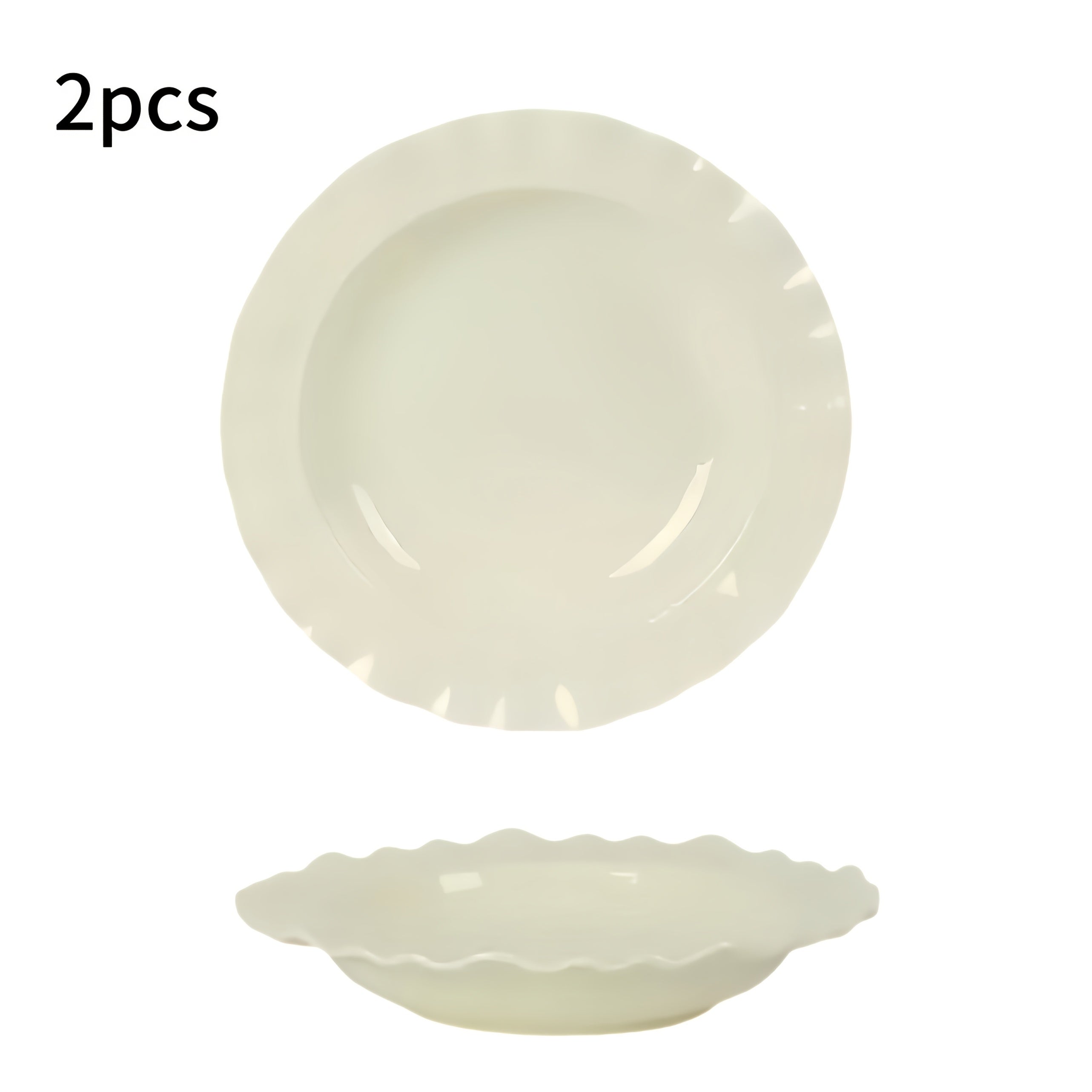Cream-Style French Lace Western Dinner Plate, Reusable PP Plastic Home Tableware, Serving Plate, Soup Plate, Deep Plate & Bowl Set – Perfect for Cold Dishes, Deli, Desserts, Party Food, Stackable Storage