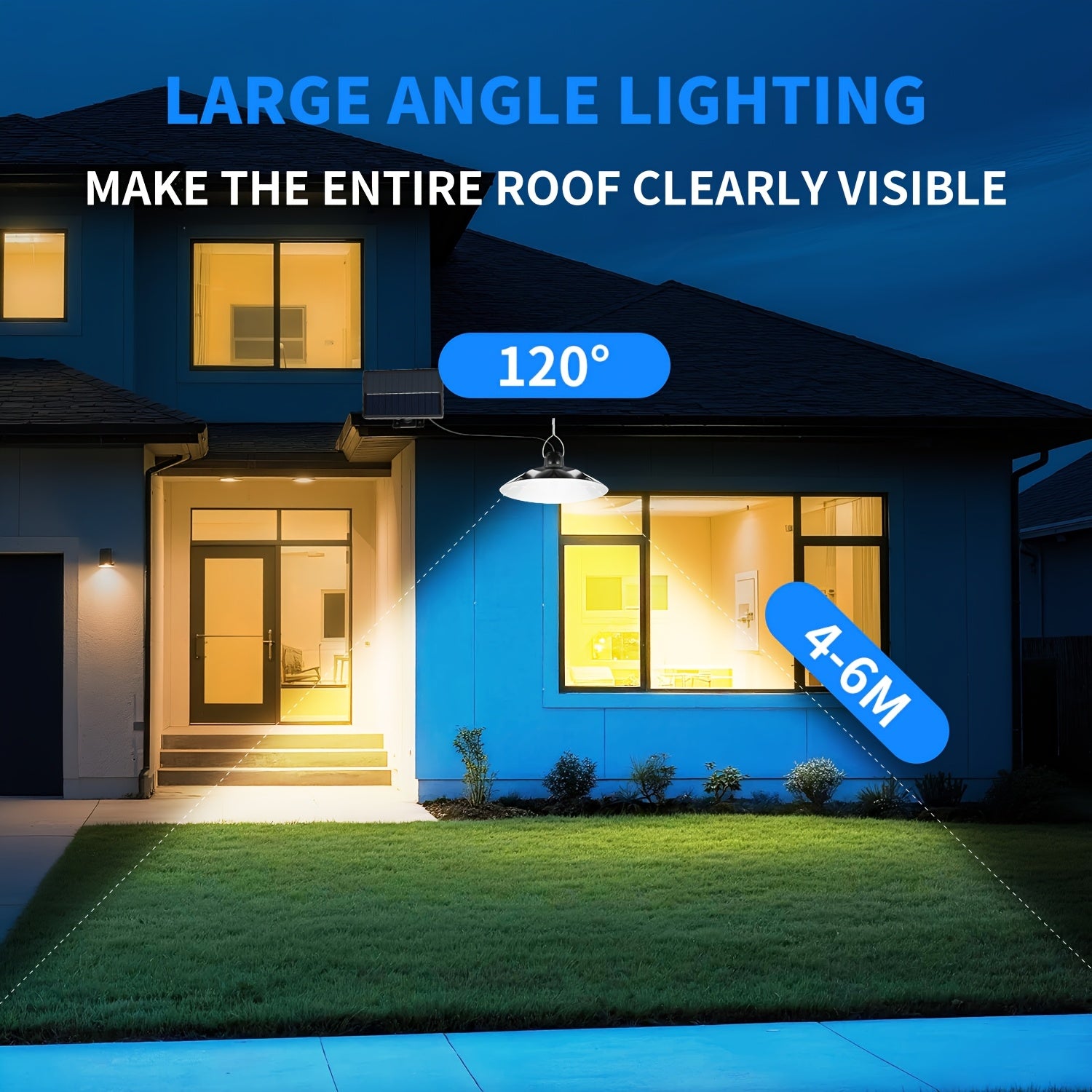 Dual-Head Hanging Light, Solar Powered, Indoor/Outdoor Universal - Classic Barn Style with On/Off Sensor - Perfect for Patio, Garage, Kitchen and Living Room