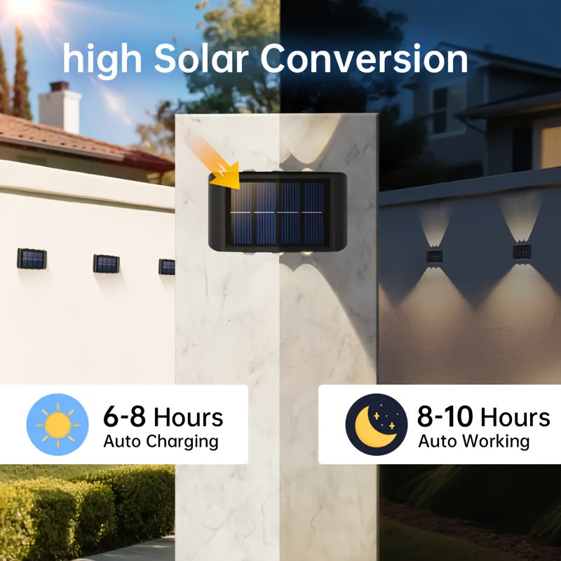 5-Piece Solar Wall Light Set, Dual Up and Down Light Source Design, Equipped with 6 LED Beads, Suitable for Ambient Lighting and Holiday Decoration in Various Scenarios such as Indoor Walls, Hallways, Outdoor Gardens, Villas