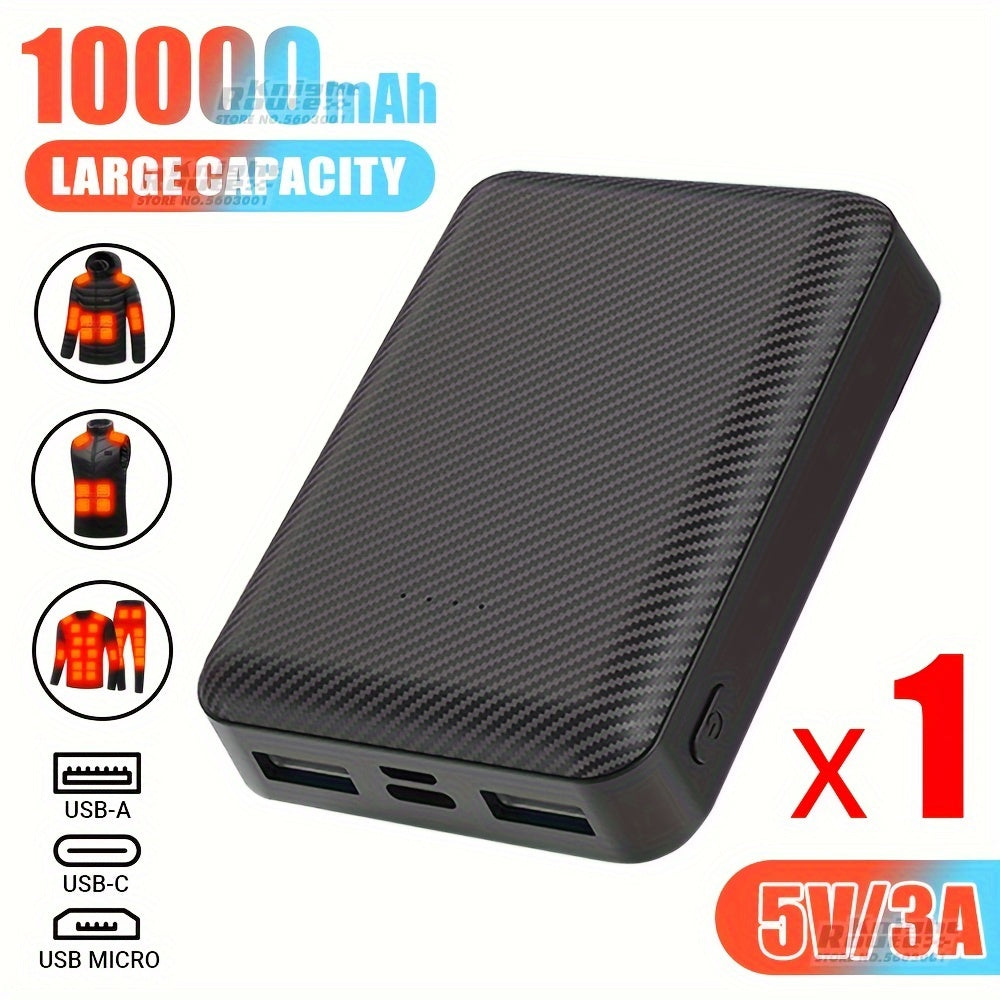 Ultra-Compact 10000mAh USB 5V/3A Power Bank with Dual USB-A Ports - Fast Charge External Battery Pack for Smartphones, Tablets & Heated Apparel Hoodies & Pants, Heated Jackets & Vests, Cooling Vests, Air Conditioning Clothes, Fan Vest Jackets