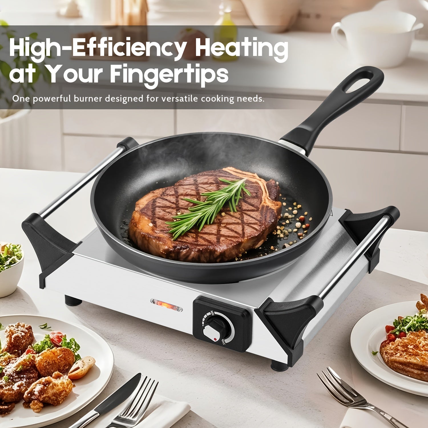 1500W Professional Infrared Heating Plate, 7.6-Inch Stainless Steel Burner with Adjustable Temperature Control, 35lb Weight Capacity, Ideal for Home, Office & Commercial Use.