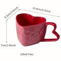 1 Red Heart-Shaped Ceramic Mug, Creative & Cute Coffee Cup, Suitable for Home & Office Use