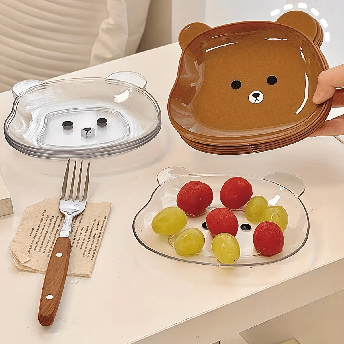 2 PET Cartoon Small Plates, Trash Plate, Square Dried Fruit Tray, Small Dish – Perfect for Kitchen Breakfast, Fruit, Bone Dish, Snacks, etc.