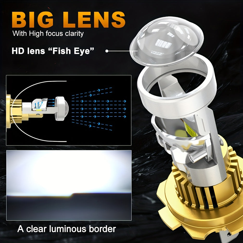 S&D 2-Pack High/Low Beam 150W H4 H7 LED Car Lens Headlight Bulbs, 60000LM H11 9005 HB3 9006 HB4 Car Lens Lights, Turbo LED Lights, Super Bright Car Headlights, Plug-and-Play, 12V, with Canbus Interface