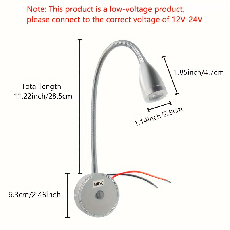 RV reading light 12V, camper van LED spotlight interior lamp bedside light, dimmable and color-adjustable, suitable for boats, trailers, vans and RVs