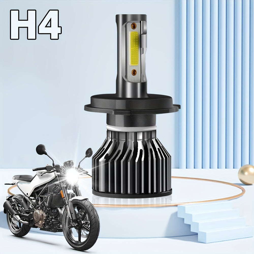 1pc KINGSOFE H4 LED Motorcycle/Car Headlight Bulb - Super Bright 30000 Lumens 6500K Cool White High/Low Beam Integrated with Cooling Fan, Plug-and-Play All-in-One Headlight, Suitable for Motorcycles, ATVs, Trucks, Scooters, Utility Vehicles