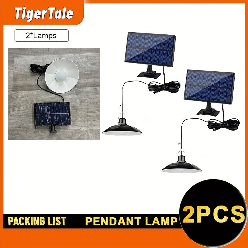 2 Pack Courtyard Solar Split Pendant Light, Outdoor Split Area Lighting LED Street Light, Hook Design Creates Nighttime Lighting Atmosphere, Easy Installation, 3 Lighting Modes, Perfect for Porch, Courtyard, Garden, Warehouse, Lawn