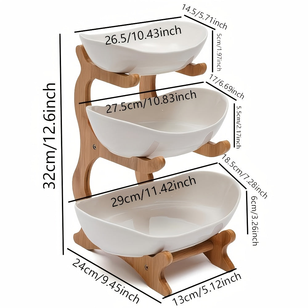 2/3 Tier Fruit Rack, Nordic Luxury Style, 3 Layer Fruit Bowl, Creative Candy Display, Wooden Snack Tray for Living Room Home Use
