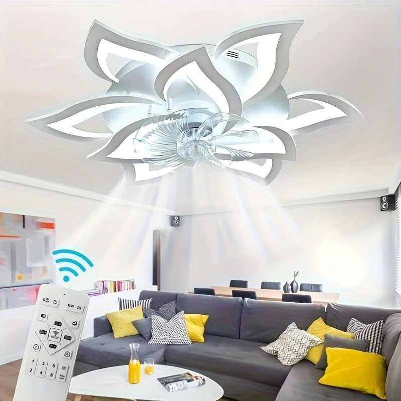 31.1 Inch Remote Control Ceiling Fan with Light, Decorative Style Ceiling Fan, 3 Colors Available, 6 Speed Settings, Modern Indoor Flush Mount Ceiling Fan