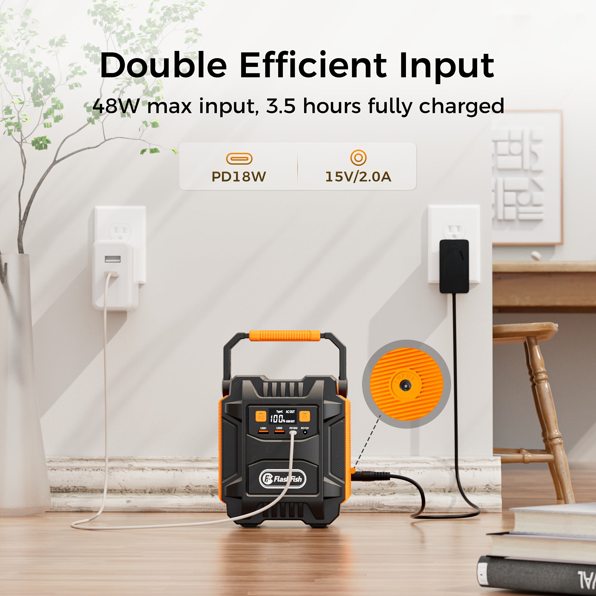 60W太陽能板/200W（峰值400W）行動式電源/200W太陽能發電機配備60W太陽能板，172.8Wh備用鋰電池電源，帶AC插座、DC介面、USB、QC3.0太陽能介面，行動式發電機適用於禮品、家庭、戶外露營|應急