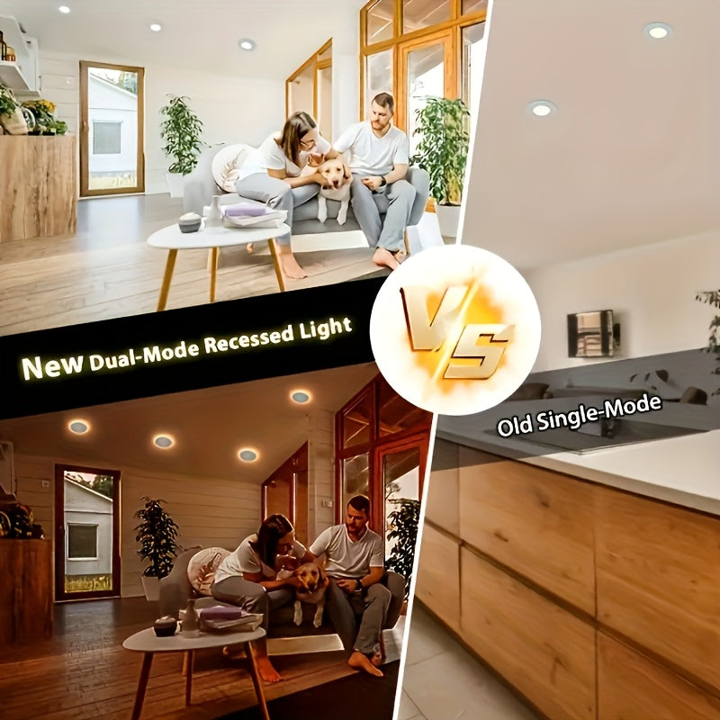 6/10pcs Pot Lights LED 4-Inch Recessed Lighting with Night Light, Dimmable and 5CCT Selectable, Lumiere Encastre Plafond, Slim Downlight 9W, CETL