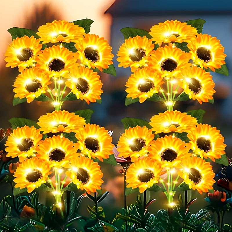 6 Pack Solar Sunflower Garden Light - Solar Flower String Light, Outdoor Solar Light for Parties, All-Season Garden Decoration, Courtyard and Lawn Decoration, Mother‘s Day, Father’s Day, Thanksgiving, Christmas, New Year Decoration