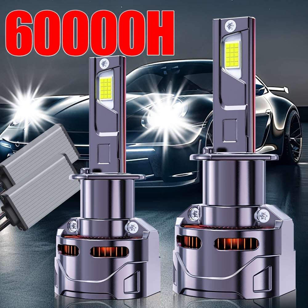 2-Pack Car LED Headlights H1, H4, 9003, HB2, H7, H18, H11, H9, H8 | 1000% Brighter, 330W High Power Bulbs, 60,000 LM, with External CANbus Driver, No Battery Included, Long-Lasting High Speed