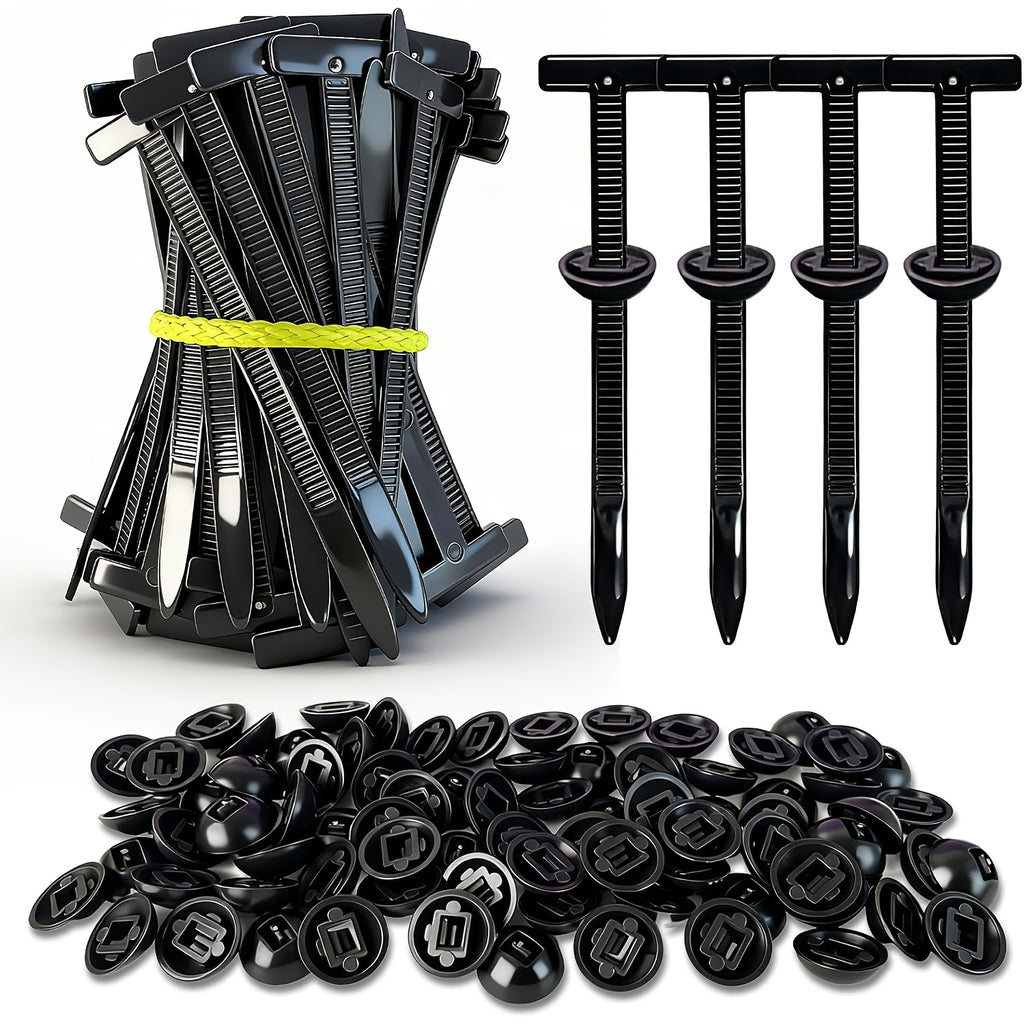 80-Piece Heavy Duty Nylon Cable Tie Mounts with Self-Locking Pin & Button Head – for Auto Repair, Engine, Mud Flaps, Fenders & Trunk Fasteners, Durable Plastic Wire Management Clips, Automotive Use, Multi-Purpose Organizer