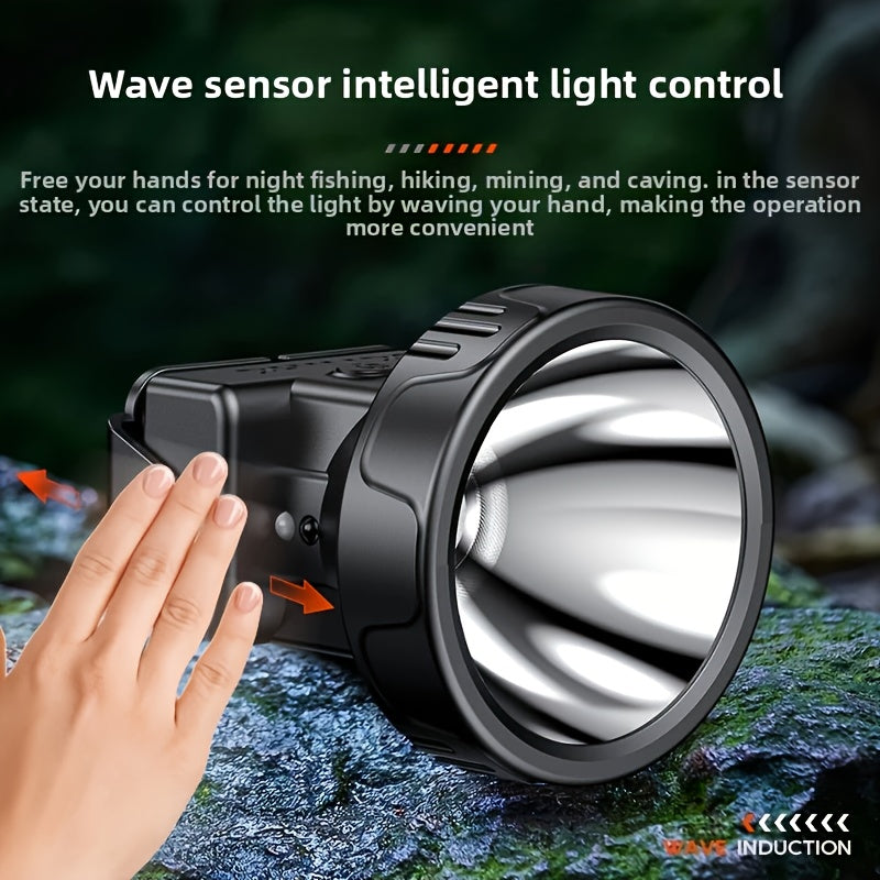 Philips Super Bright Headlamp, Rechargeable Flashlight, 200 Hours Battery Life, Smart Induction, Dual-Color Battery Indicator, Ideal for Camping, Fishing, Emergency & Outdoor Activities, High-Capacity Battery, 1200mAh - SFL1342
