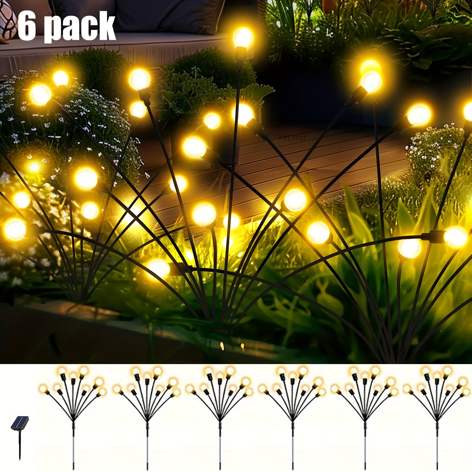 6 Pack 60 LED Solar Firefly Light, Warm White 8 Lighting Modes; 4 Pack 40 LED Solar Decorative Light, Smart Light Sensor, Perfect for Gift Giving, Garden, Lawn, Corridor, Wedding Party, Christmas, Halloween and Various Festival Decorations