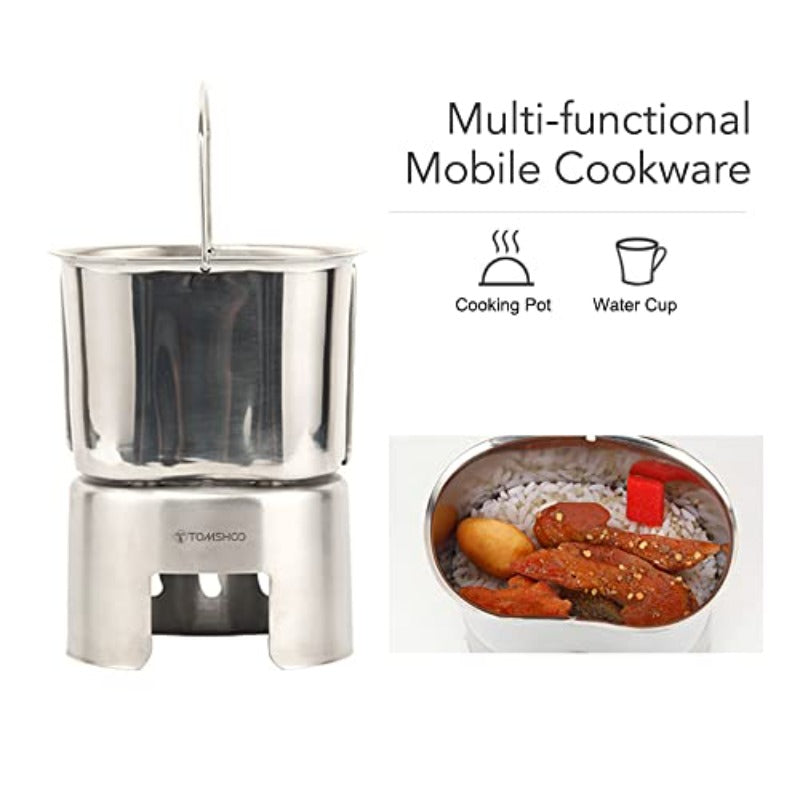 Military Canteen Cup Holder, Stainless Steel Wood Stove for Outdoor Camping, Hiking, Picnic, BBQ Stove Stand