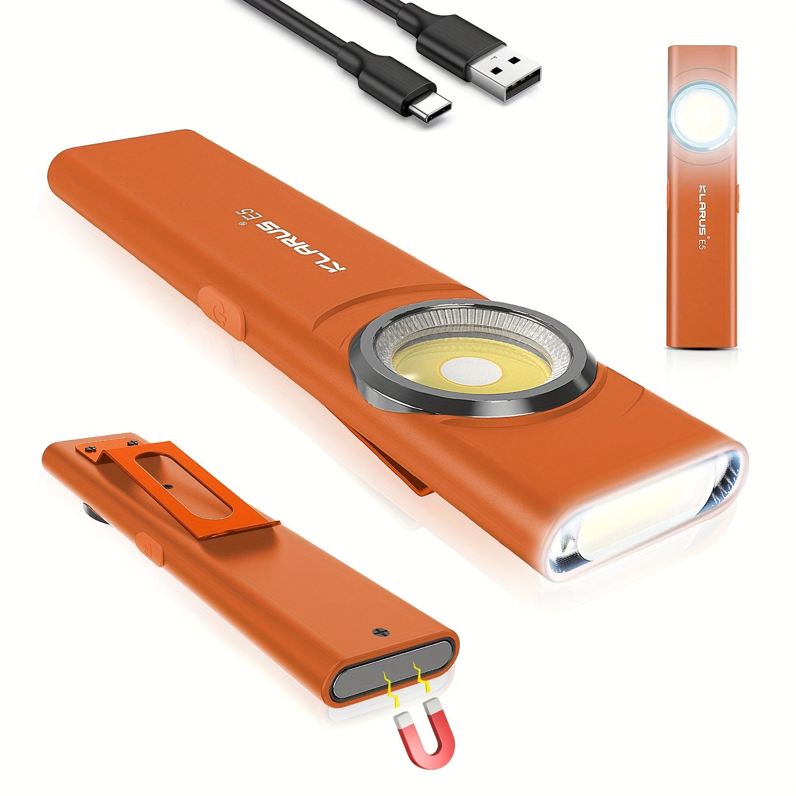 KLARUS E5 Flashlight, Mini Portable High-Intensity Dual Light EDC, Rechargeable Outdoor Magnetic Suction Household Mini Flashlight