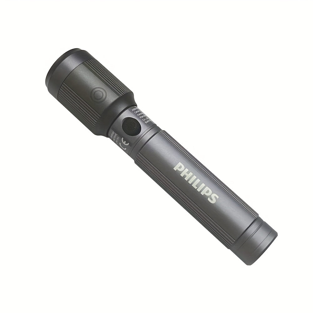 Philips Adjustable Focus Rechargeable Flashlight: Portable & Multifunctional with Telescopic Design. Equipped with a large-capacity lithium battery, rechargeable, long-distance lighting