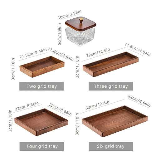 1 Set Japanese Walnut Wood Fruit Bowl, Fruit Platter, Snack Tray, Perfect for Living Room, Family Holidays, Wedding Parties, Birthdays, Christmas & Halloween