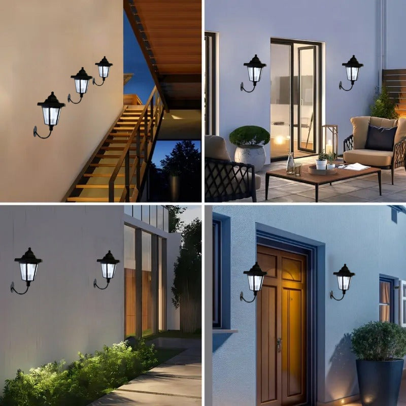 2-Piece Hexagonal Solar Light Outdoor LED Solar Wall Light LED Wall Light Vintage Lantern Garden Christmas Garden Decoration Outdoor Solar Street Light