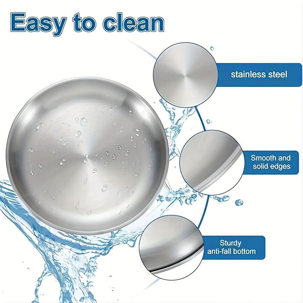 2-Piece Stainless Steel Salad Plate | 5.51-Inch Silver Appetizer Tray | Perfect for Camping, BBQ Buffet & Outdoor Dining | Ideal for Picnics & Family Gatherings