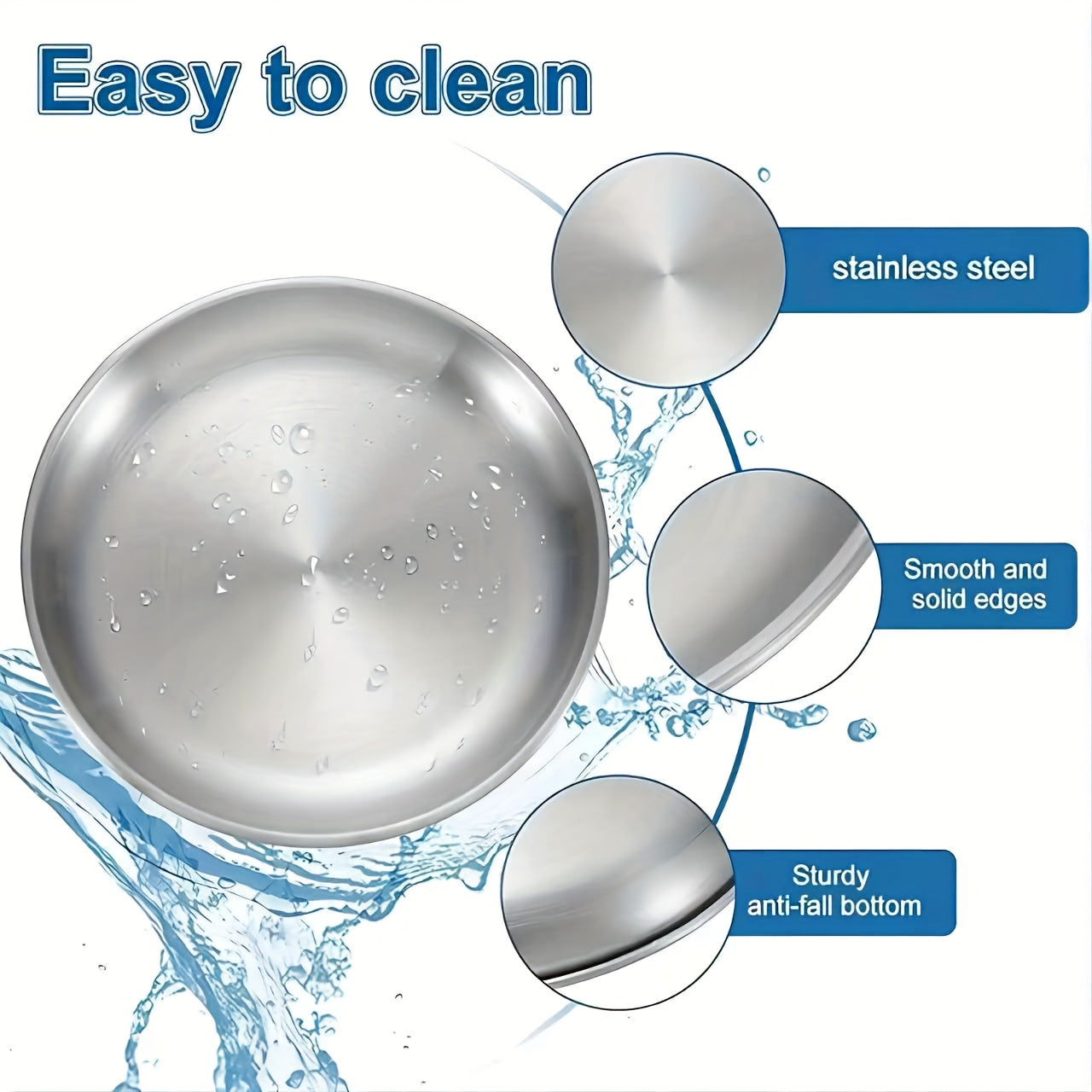 2-Piece Stainless Steel Salad Plate | 5.51-Inch Silver Appetizer Tray | Perfect for Camping, BBQ Buffet & Outdoor Dining | Ideal for Picnics & Family Gatherings