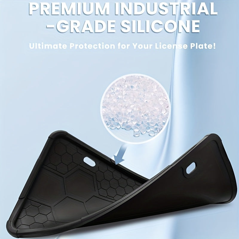 2-Piece Black Silicone License Plate Frame, Car License Plate Frame Holder, Universal Front & Rear Truck Frame Protector, Silicone License Plate Frame, Includes Installation Kit Accessories, Rustproof, Shockproof, Waterproof