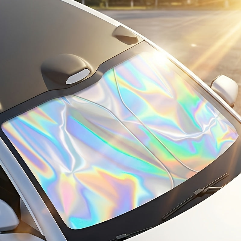 2026 New Portable Car Windshield Sunshade, 31.5*55.91" Titanium Silver, Foldable Four-Layer Diamond Mesh Sunshade, Heat Insulation & UV Protection, Easy to Install, Fits Most Vehicles