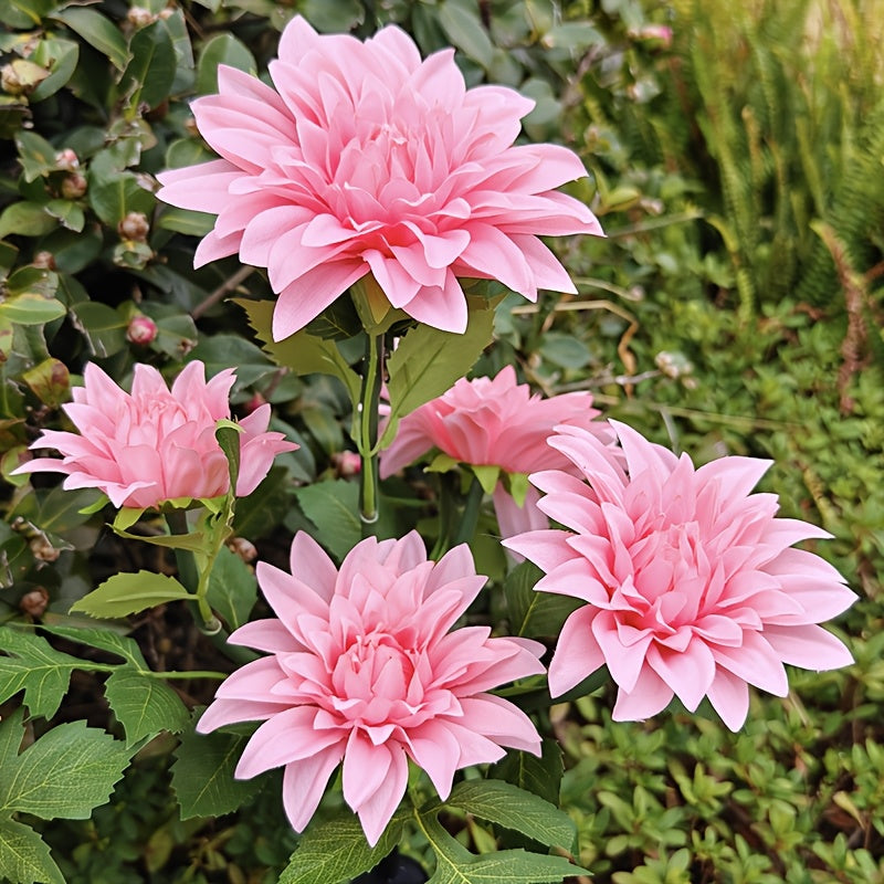 3-Piece Mixed 5-Head Solar White Light Dahlia Flower Light, Suitable for Holiday Garden, Patio, Lawn, Corridor and Other Scene Decoration