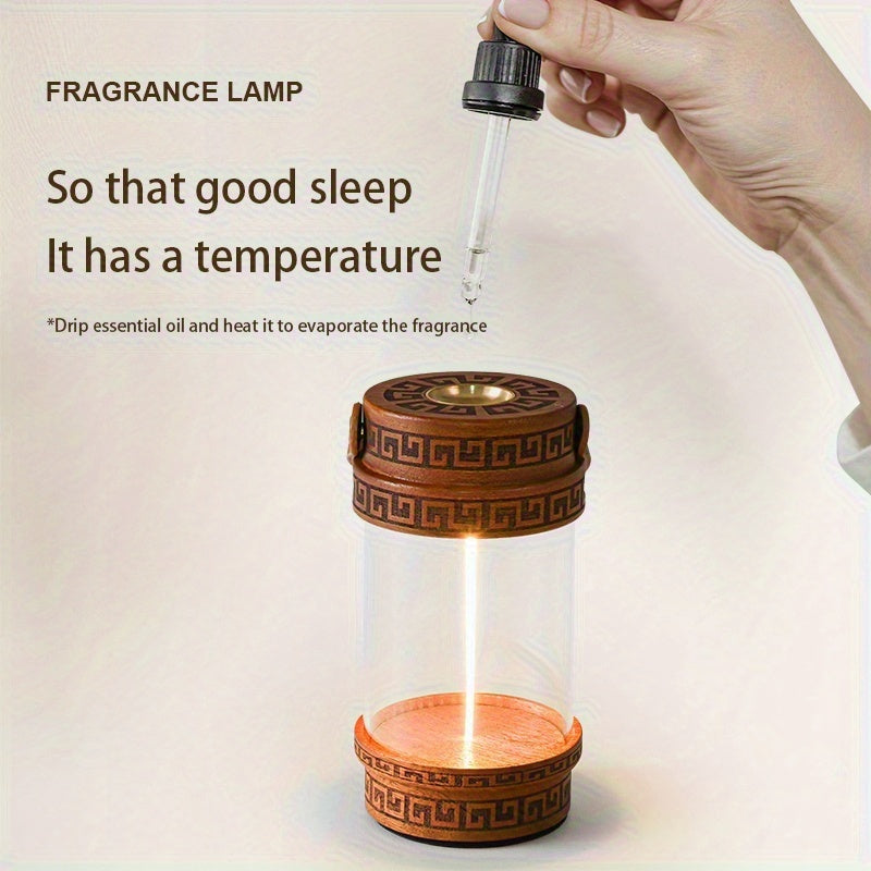 Solid wood aromatherapy tungsten filament ambiance light, rechargeable soft filament bedroom bedside night light, essential oil aromatherapy lamp. Decorative ambiance table lamp, bedside night light