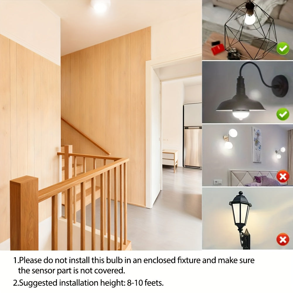 Kasotile sensor bulb, adjustable detection range, 12W (equivalent to 100W incandescent), A21 sensor indoor/outdoor bulb, automatic sensing, dusk-to-dawn automatic lighting, LED bulb, daylight color temperature 6000K, E26 base, 1100 lumens, 3-pack