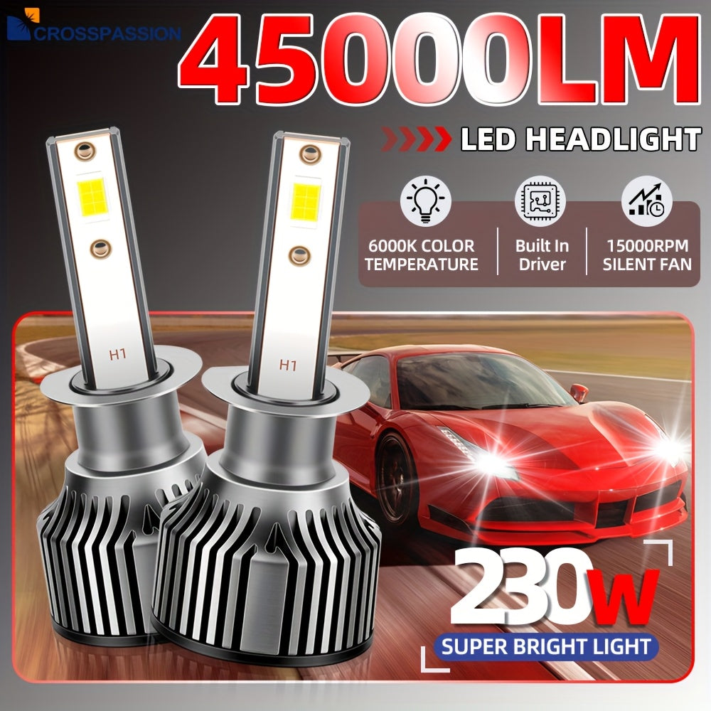 CROSSPASSION 2/4-Pack 230W Super Bright Car Headlights, 9005/HB3 9006/HB4 H1 H4 H7 H11 H13 9007 High/Low Beam CSP LED Headlights, 6000K White All-in-One Driver, Easy to Install, No Battery Included